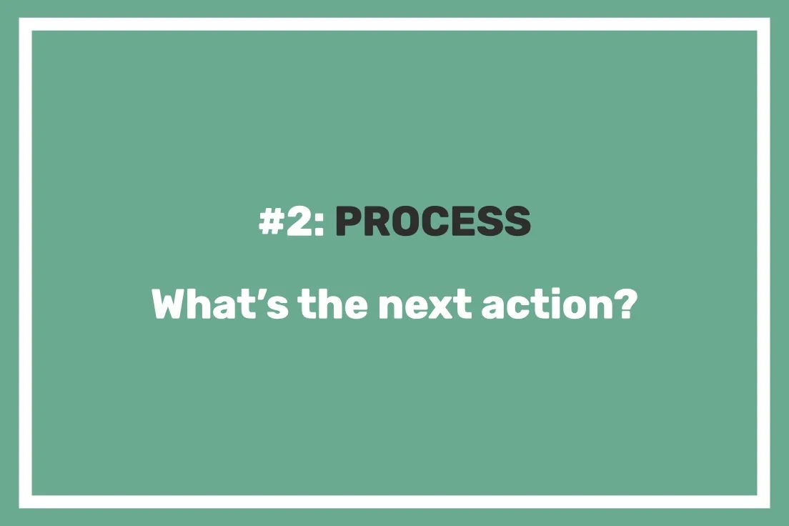 Card reading: #2 PROCESS. What's the next action?